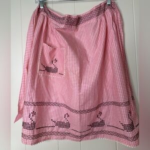 Vintage gingham Embroidered half apron.